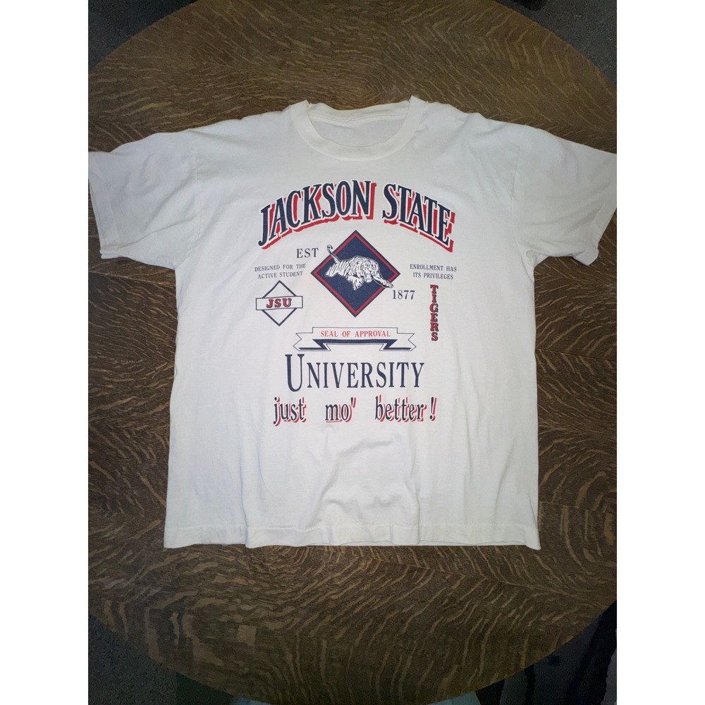 Vintage 90s Jackson State University Tigers T Shirt HBCU Just Mo Better Mens L